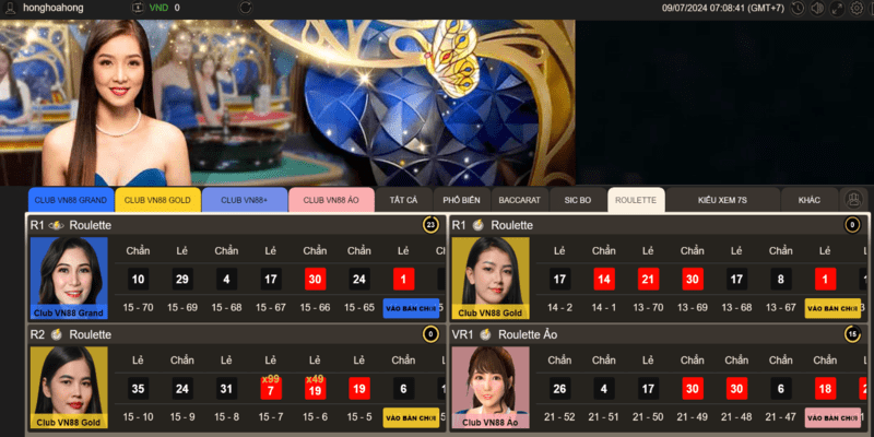 Roulette trong 1 sảnh cược Casino nhà cái VN88